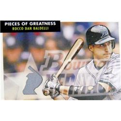 724484 Rocco Baldelli Player Worn Jersey Patch Tampa Bay Rays 2007 Bowman Heritage No.PGRB Baseball Card