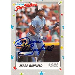 724593 Jesse Barfield Autographed Toronto Blue Jays 1988 Fleer Star Stickers No.70 Baseball Card