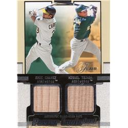 724614 Eric Chavez & Miguel Tejada Player Used Bat Patch Oakland Athletics 2002 Fleer Flair Power Tools No.ECMT Baseball Card