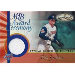 724727 Tim Salmon Player Worn Jersey Patch Anaheim Angels 2001 Topps Gold Label Refractor No.GLRTS Baseball Card
