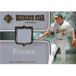 724749 Rich Harden Player Worn Jersey Patch Oakland Athletics 2007 Upper Deck Ultimate Star No.SNRH Baseball Card