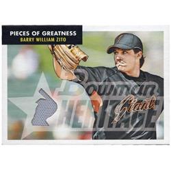 724817 Barry Zito Player Worn Jersey Patch Oakland Athletics 2007 Bowman Heritage No.PGBZ Baseball Card