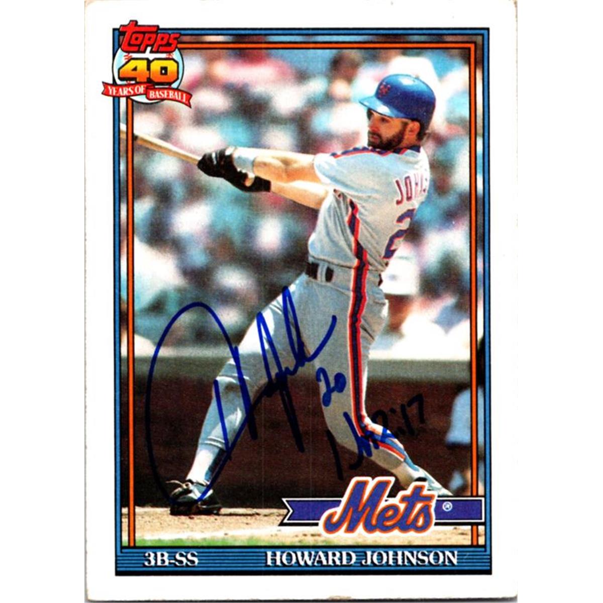 725179 Howard Johnson Autographed New York Mets 1991 Topps No.470 Baseball Card