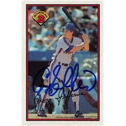 725188 Gregg Jefferies Autographed New York Mets 1989 Topps Bowman No.381 Baseball Card