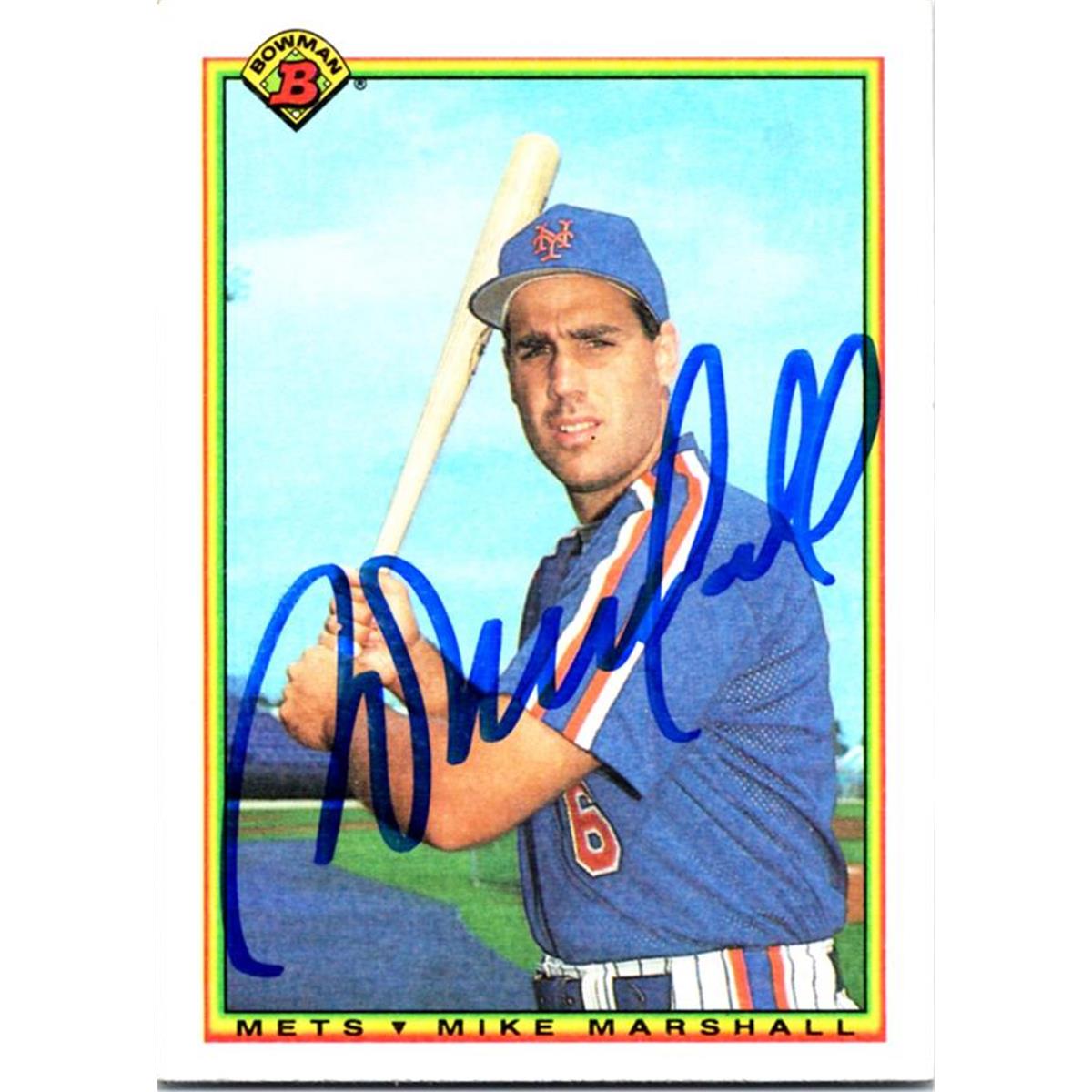725254 Mike Marshall Autographed New York Mets 1990 Bowman No.132 Baseball Card