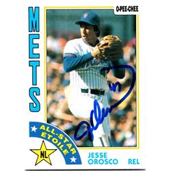 725302 Jesse Orosco Autographed New York Mets 1984 O-Pee-Chee All Star No.396 Baseball Card