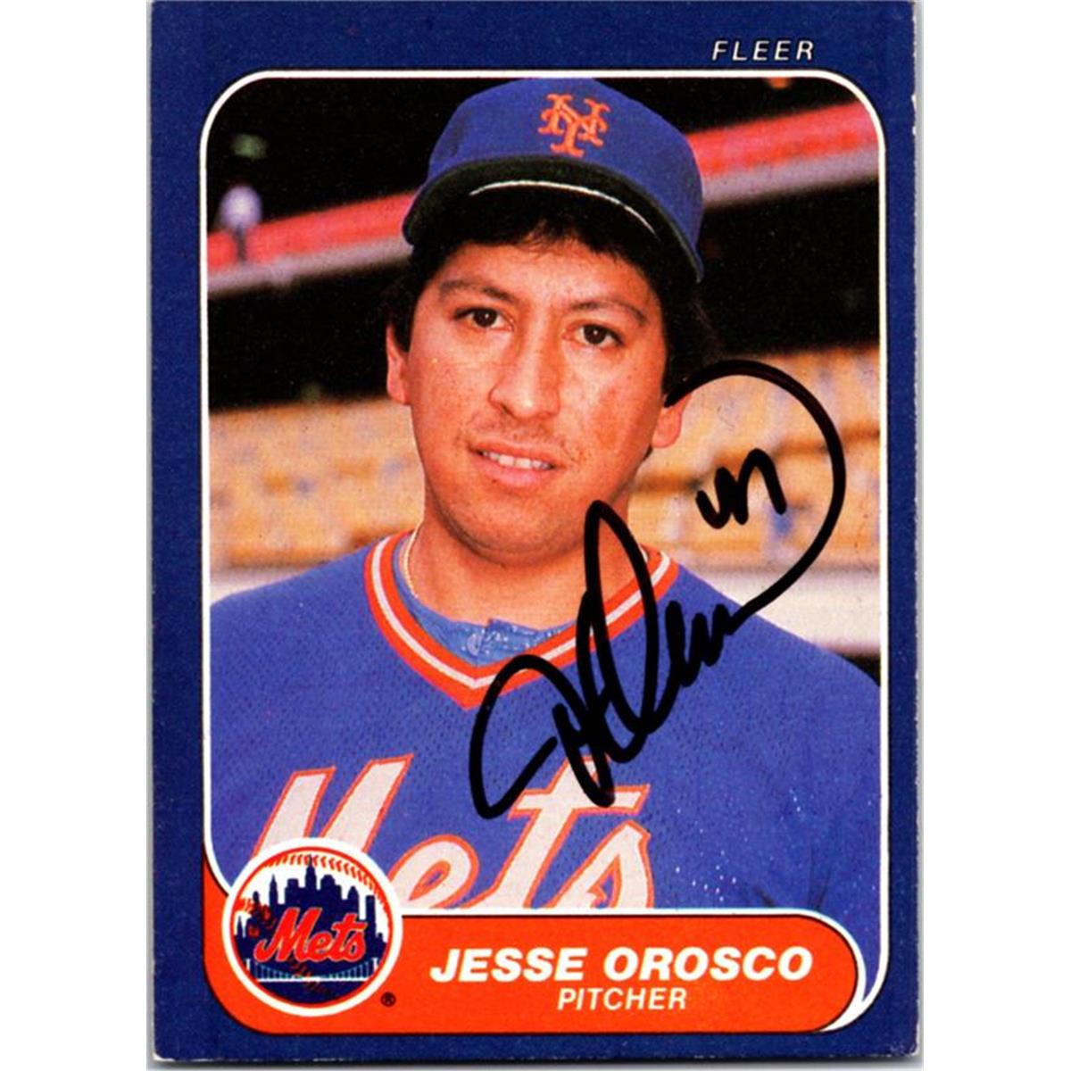 725304 Jesse Orosco Autographed New York Mets 1986 Fleer No.90 Baseball Card