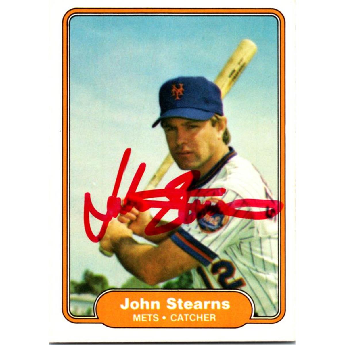725324 John Stearns Autographed New York Mets 1982 Fleer No.537 Baseball Card