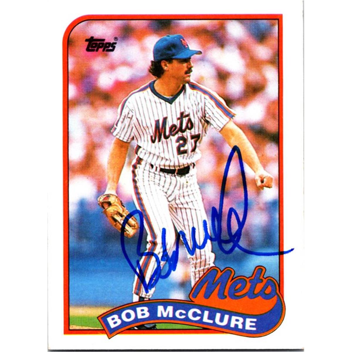 725343 Bob Mcclure Autographed New York Mets 1989 Topps No.182 Baseball Card