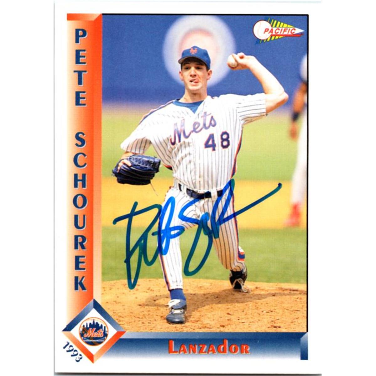 725357 Pete Schourek Autographed New York Mets 1993 Pacific No.203 Baseball Card