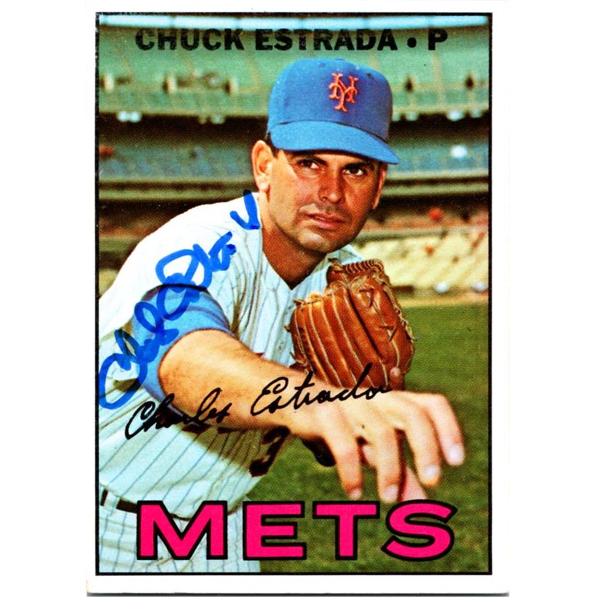 725422 Chuck Estrada Autographed New York Mets 1967 Topps No.537 Baseball Card