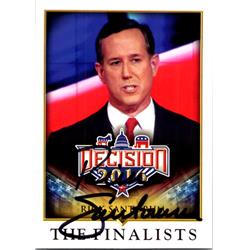 725722 Rick Santorum Autographed Former Pennsylvania Senator, SC 2016 Decision Finalists No.89 Trading Card