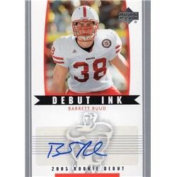 725764 Barrett Ruud Autographed Nebraska Cornhuskers 2005 Upper Deck Rookie Debut Ink No.DIBR Football Card