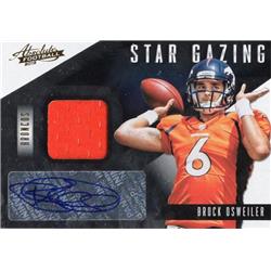 725777 Brock Osweiler Autographed Player Worn Jersey Patch Denver Broncos 2012 Panini Absolute Star Gazing No.8 LE 28-49 Football Card