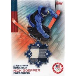 726096 Nick Goepper Player Worn Relic Patch USA Freeskiing 2014 Topps No.ORNG Trading Card