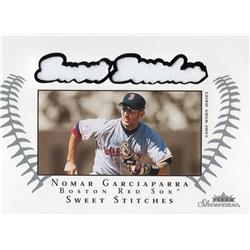 Picture of Autograph Warehouse 654481 Nomar Garciaparra Player Worn Jersey Patch Boston Red Sox 2003 Fleer Showcase Sweet Stitches No.NG LE 73-899 Baseball Card