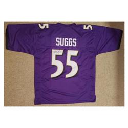 Picture of Autograph Warehouse 713989 Terrell Suggs Signed Baltimore Ravens Purple Football JSA Authenticated Jersey