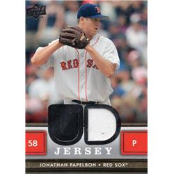 724323 Jonathan Papelbon Player Worn Jersey Patch Boston Red Sox 2008 Upper Deck No.UDPA Baseball Card