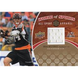 701171 Drew Westervelt Player Worn Jersey Patch Maryland Terrapins, Denver Outlaws 2010 Upper Deck World of Sports No.ASA45 Lacrosse Card