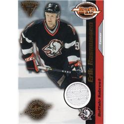 701352 Erik Rasmussen Player Worn Jersey Patch Buffalo Sabres 2001 Pacific Titanium Draft Day No.12 Hockey Card