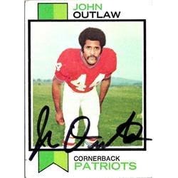 701383 John Outlaw Autographed New England Patriots, SC 1973 Topps No.384 Football Card