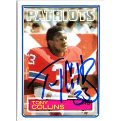 701473 Tony Collins Autographed New England Patriots, SC 1983 Topps No.328 Football Card