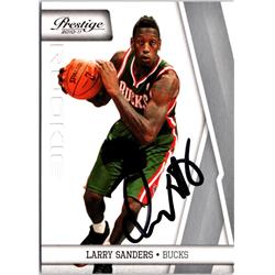 701827 Larry Sanders Autographed Milwaukee Bucks 2010 Panini Prestige No.165 Basketball Card