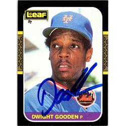 701975 Dwight Gooden Autographed New York Mets, Doc 1987 Leaf No.84 Baseball Card