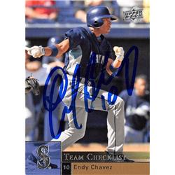702056 Endy Chavez Autographed Seattle Mariners 2009 Upper Deck No.999 Checklist Baseball Card