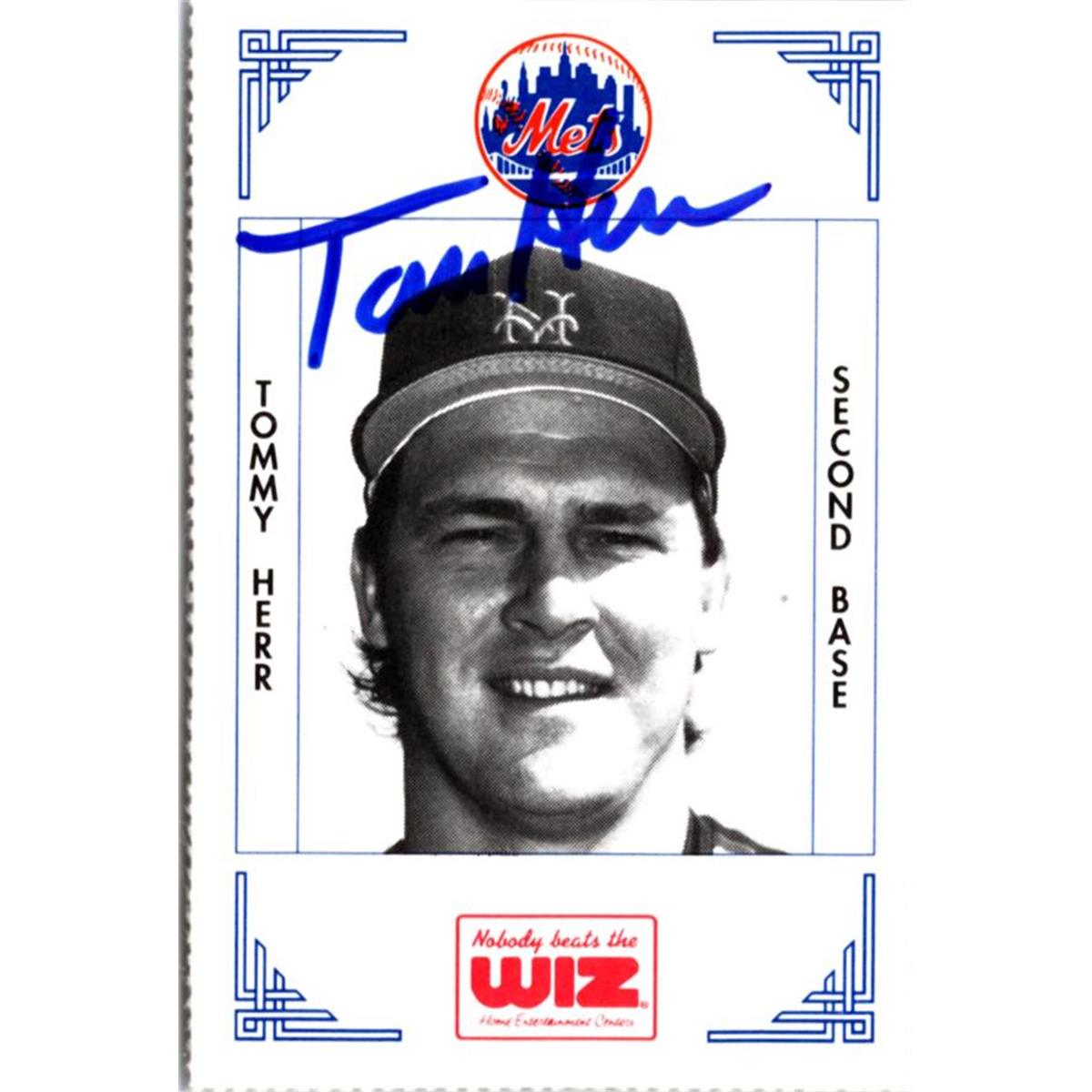 702382 Tom Herr Signed New York Mets 1991 Wiz Mini No.178 Baseball Card