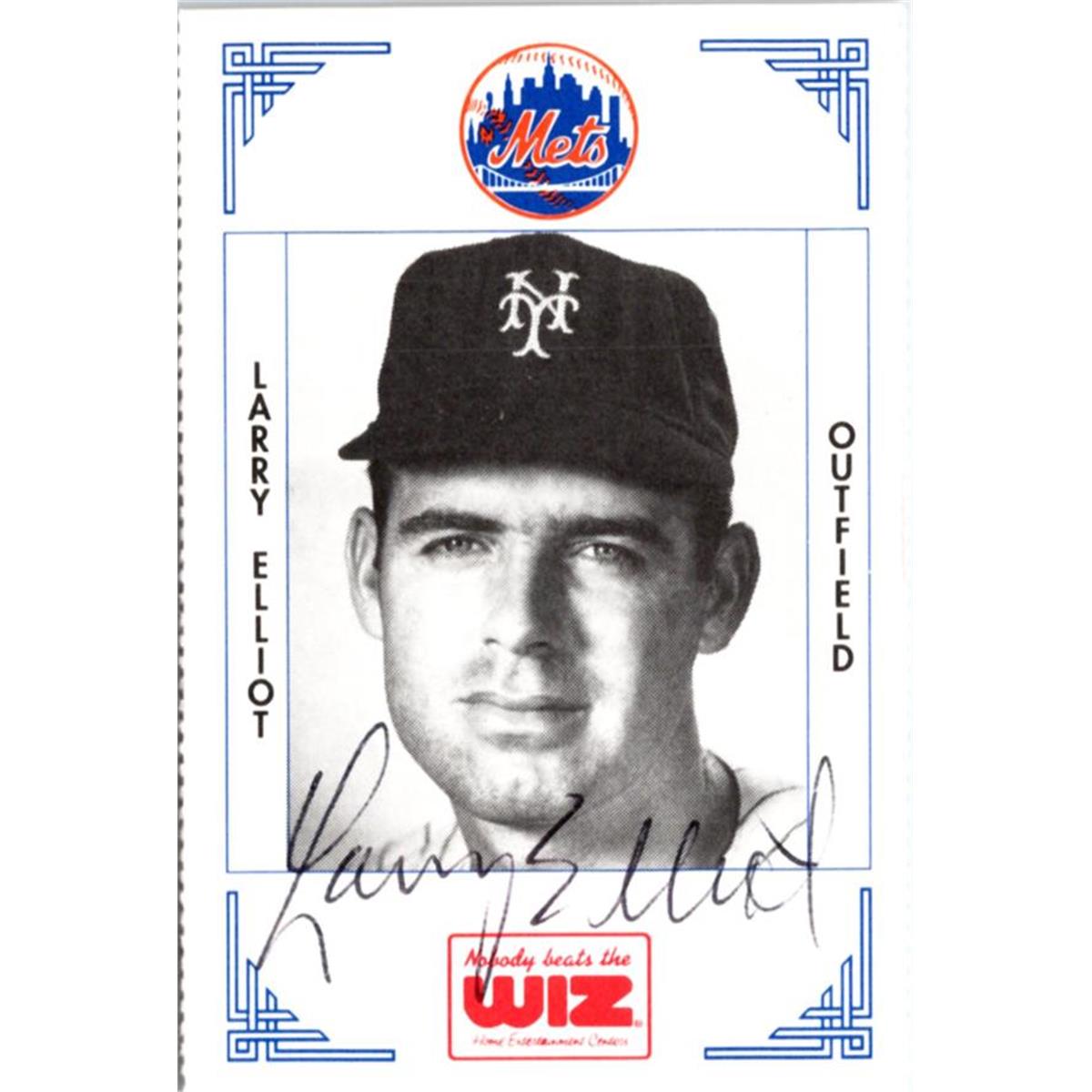 702398 Larry Elliot Signed New York Mets 1991 Wiz Mini No.105 Baseball Card