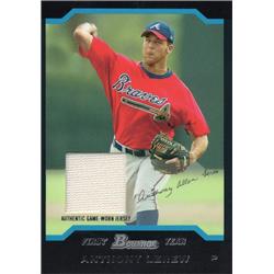 702540 Anthony Lerew Player Worn Jersey Patch Atlanta Braves 2004 Bowman First Year Rookie No.221 Baseball Card
