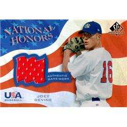 702585 Joey Devine Player Worn Jersey Patch Team USA 2004 Upper Deck National Honors Rookie Refractor No.NHJD Baseball Card
