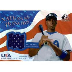 702594 John Mayberry Jr. Player Worn Jersey Patch Team USA 2004 Upper Deck National Honors Rookie Refractor No.NHJM Baseball Card