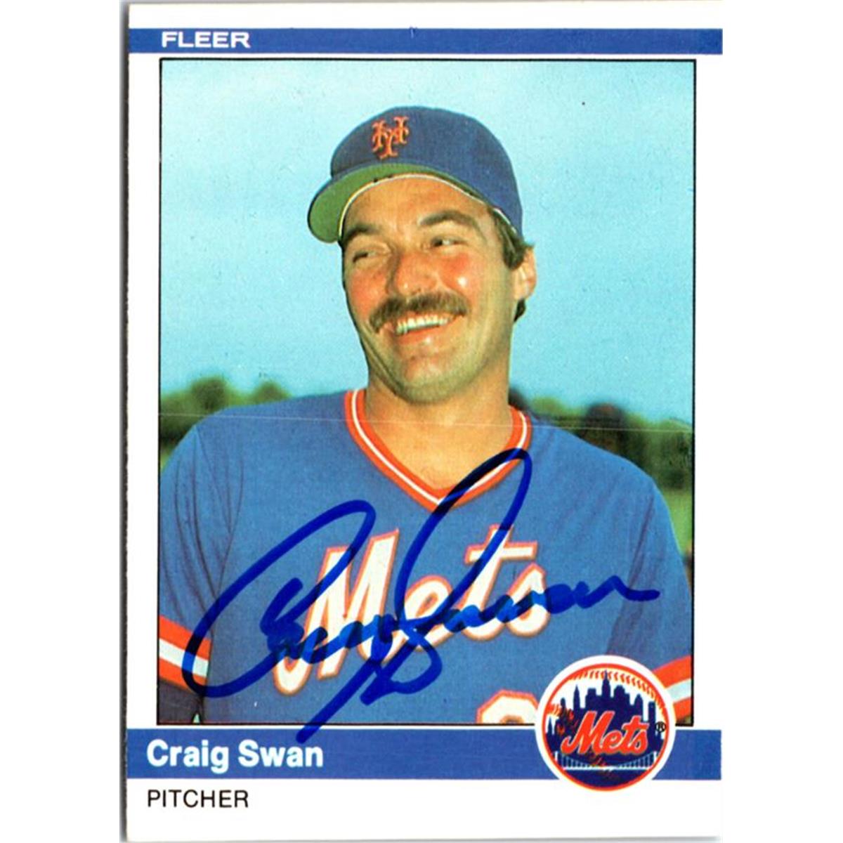 702758 Craig Swan Signed New York Mets 1984 Fleer No.600 Baseball Card