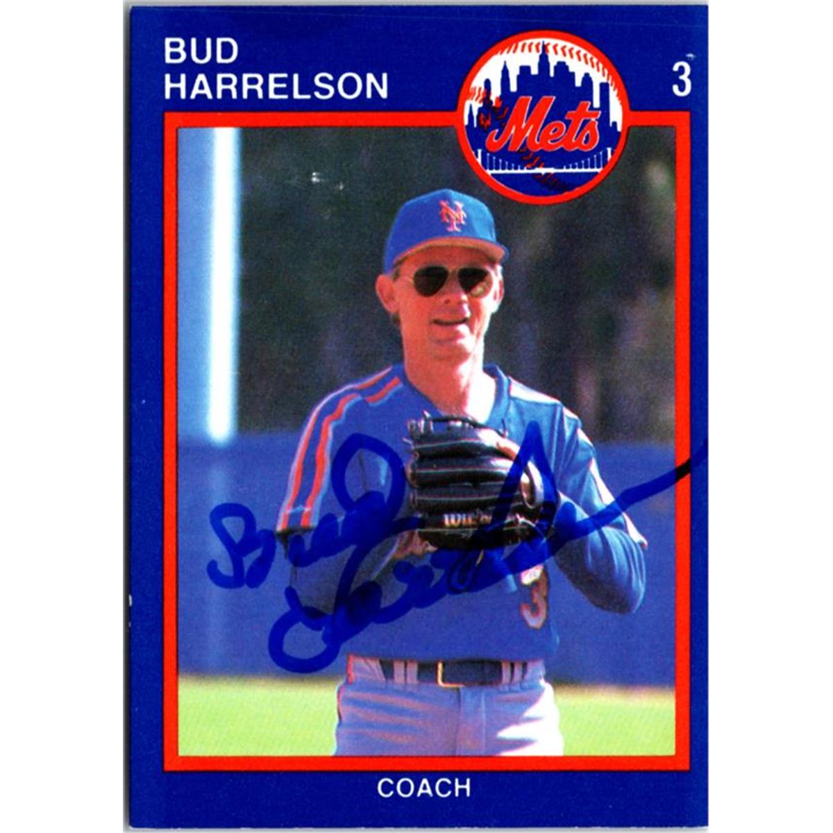 702804 Bud Harrelson Signed New York Mets 1988 Kahns No.3 Baseball Card