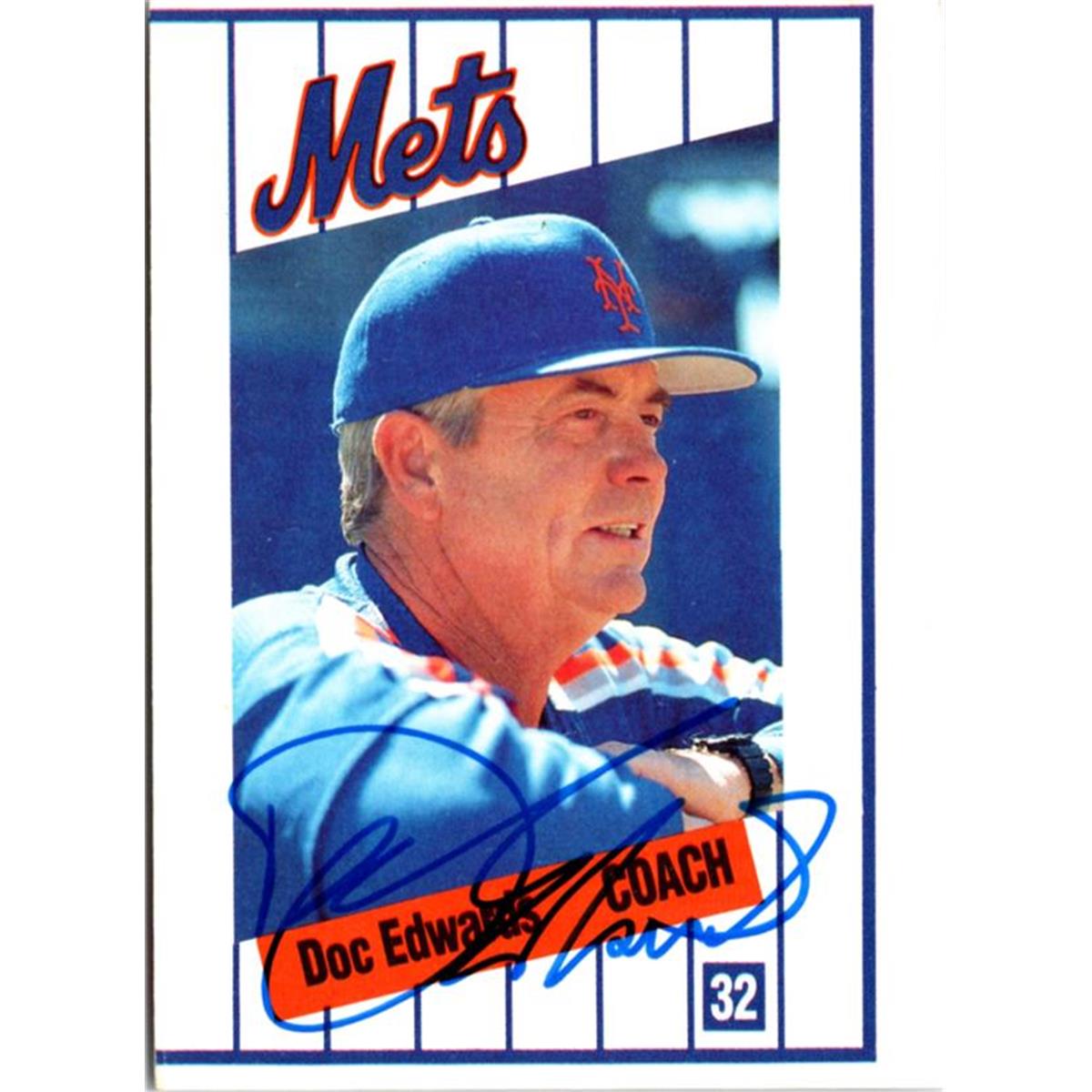 702872 Doc Edwards Signed New York Mets 1991 Kahns No.32 Baseball Card