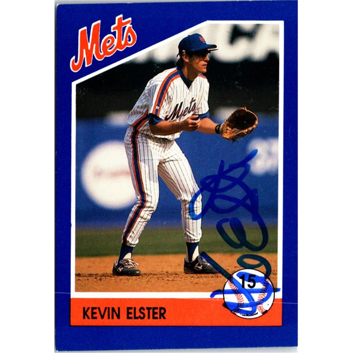 702877 Kevin Elster Signed New York Mets 1992 Kahns No.15 Baseball Card