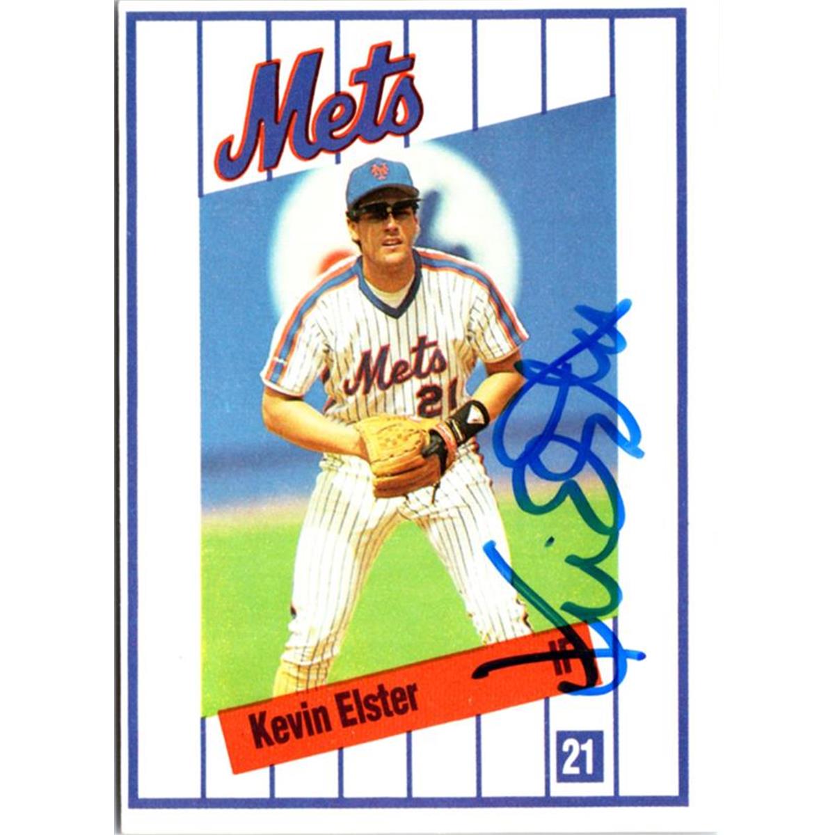 702879 Kevin Elster Signed New York Mets 1991 Kahns No.21 Baseball Card