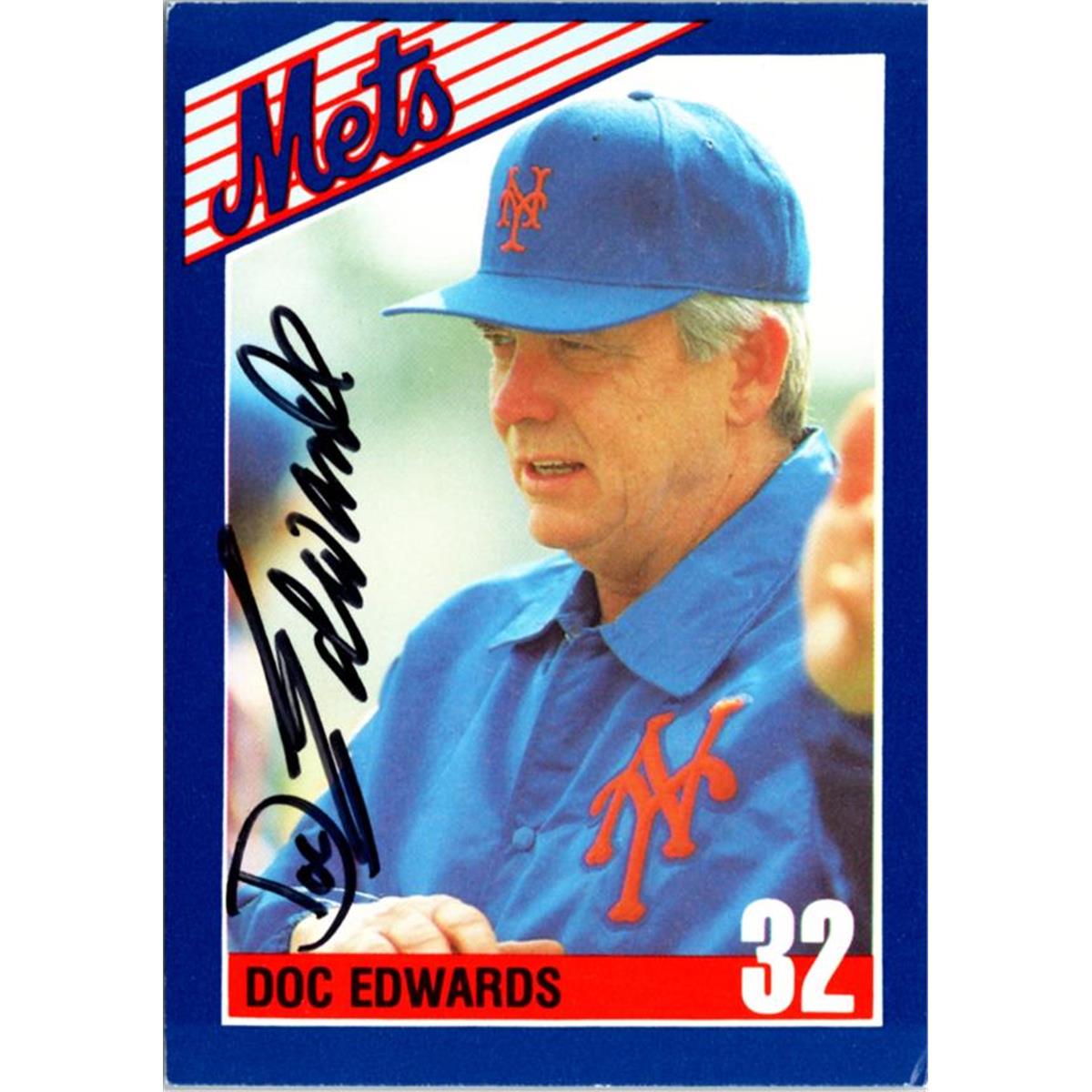 702891 Doc Edwards Signed New York Mets 1990 Kahns No.32 Baseball Card