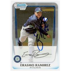702942 Erasmo Ramirez Signed Seattle Mariners, JZ 2011 Bowman 1st Chrome Rookie No.NCP189 Baseball Card