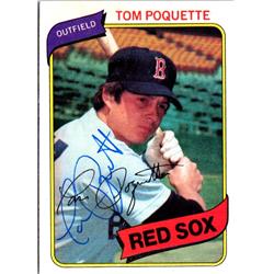 703005 Tom Poquette Signed Boston Red Sox, JZ 1980 Topps No.597 Baseball Card