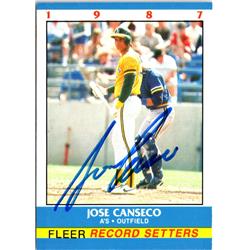 703159 Jose Canseco Signed Oakland Athletics 1987 Fleer Record Setters No.3 Baseball Card