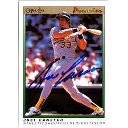 703174 Jose Canseco Signed Oakland Athletics 1991 O-Pee-Chee Premier No.18 Baseball Card