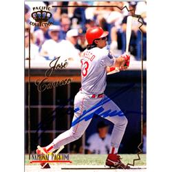 703244 Jose Canseco Signed Texas Rangers 1995 Pacific National Packtime No.9 Baseball Card