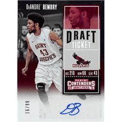 703354 Deandre Bembry Signed Saint Josephs Hawks 2016 Panini Contenders Draft Ticket Rookie No.118 LE 16-99 Basketball Card