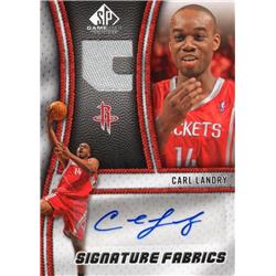 703380 Carl Landry Signed Player Worn Jersey Patch Houston Rockets 2009 Upper Deck Fabrics No.SFCL Basketball Card
