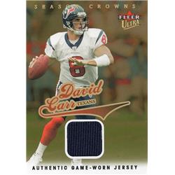 703413 David Carr Player Worn Jersey Patch Houston Texans 2004 Fleer Ultra No.43 Football Card