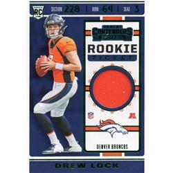 703420 Drew Lock Player Worn Jersey Patch Denver Broncos 2019 Panini Contenders Rookie Ticket No.RTS4 Football Card