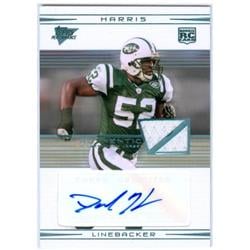 650324 David Harris Autographed Player Worn Jersey Relic Rookie New York Jets 2007 Topps Performance No.127 Football Card